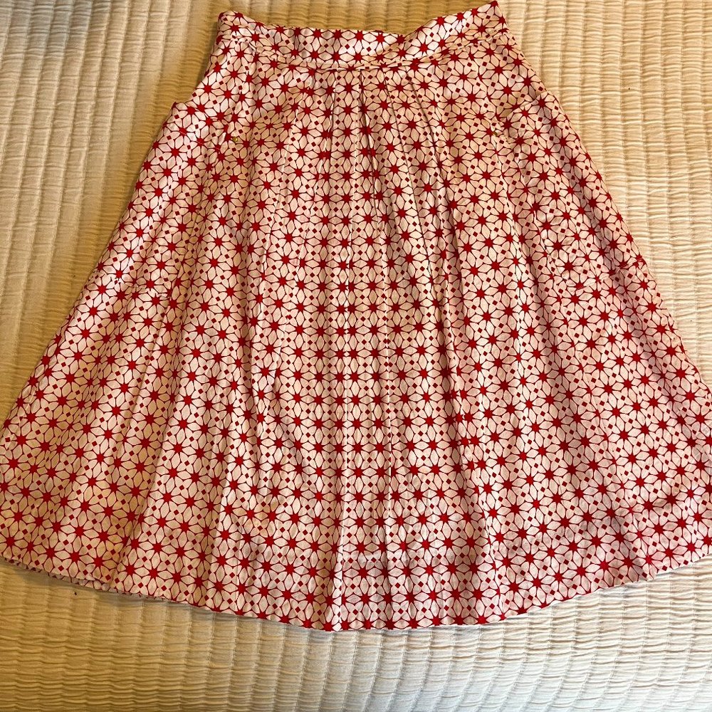 Modcloth Red and White Skirt Midi Small